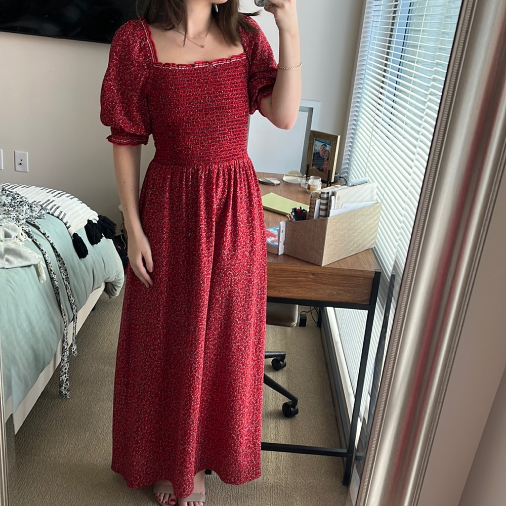 MAXSTUDIO Crepe Smocked Bodice Maxi Dress